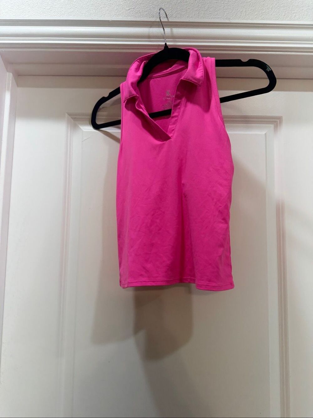 Kyodan Hot Pink Sleeveless Collared V-Neck Golf Athletic Polo Tank Top Size P/S